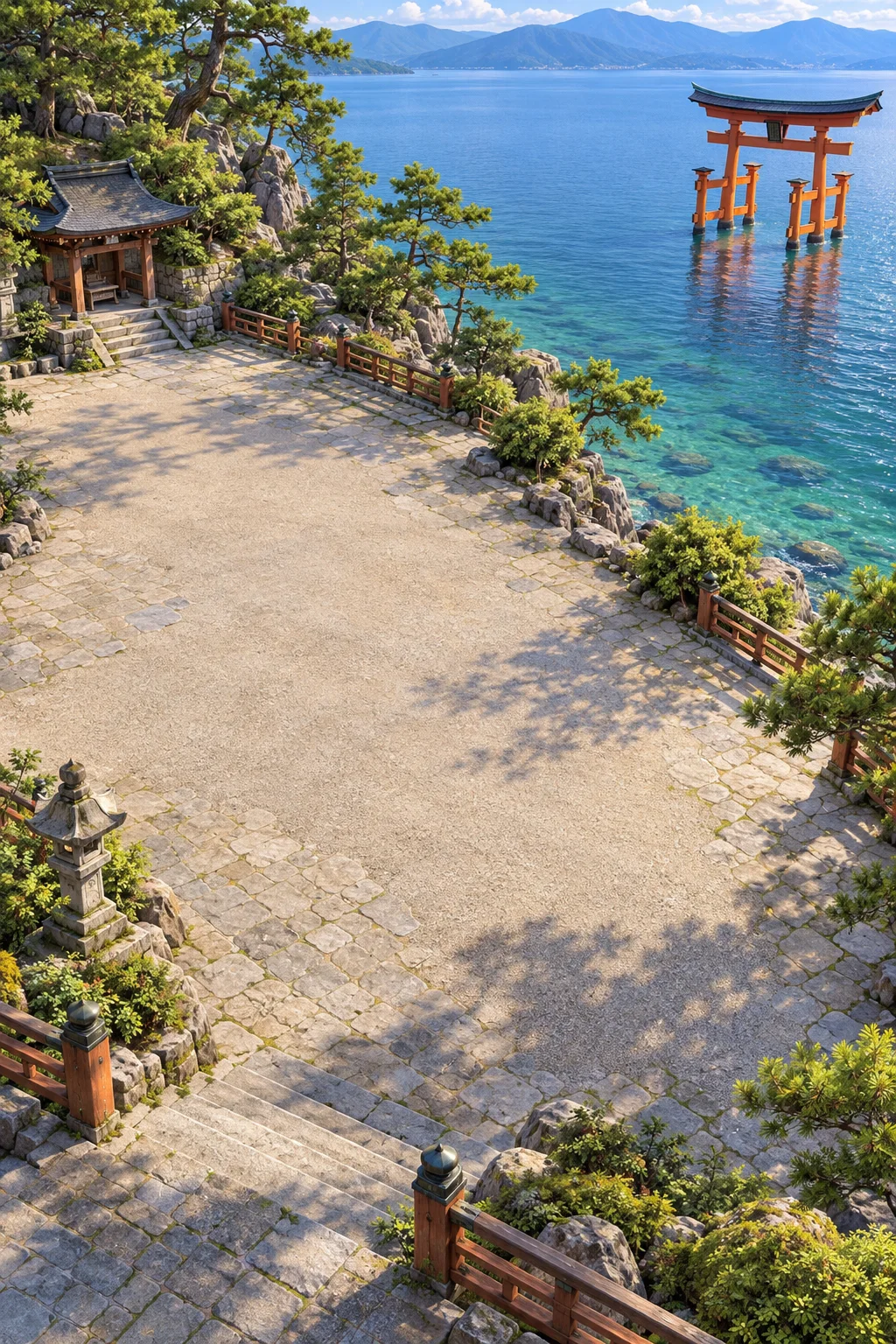 白鬚神社と琵琶湖の仮想風景